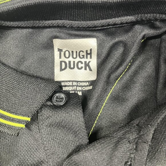 Tough Duck Polo Shirt Mens Medium Black Hi-Vis Reflective Safety Workwear Tape - Picture 2 of 10